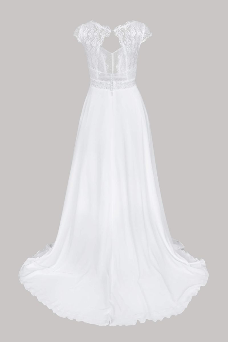 Discover stunning A-line V-neck lace wedding dress at Bride Now