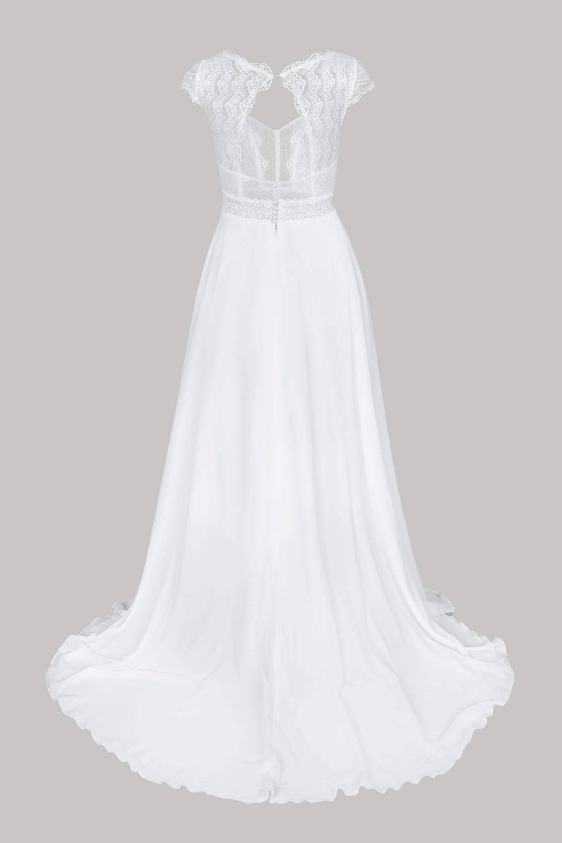 Discover stunning A-line V-neck lace wedding dress at Bride Now